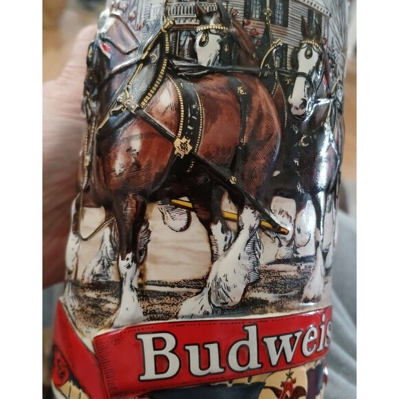 Budweiser Handcrafted 1986 Ceramarte B Series Textured Horse Carriage Mug Heavy - Picture 9 of 14